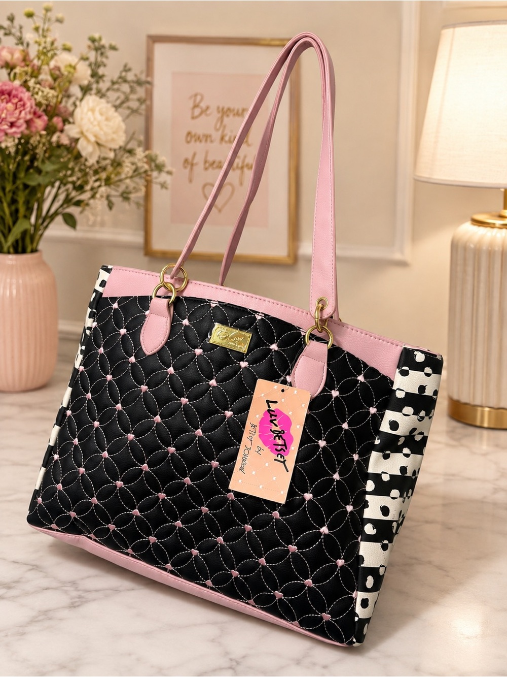 Betsy Johnson Black Quilt Bag